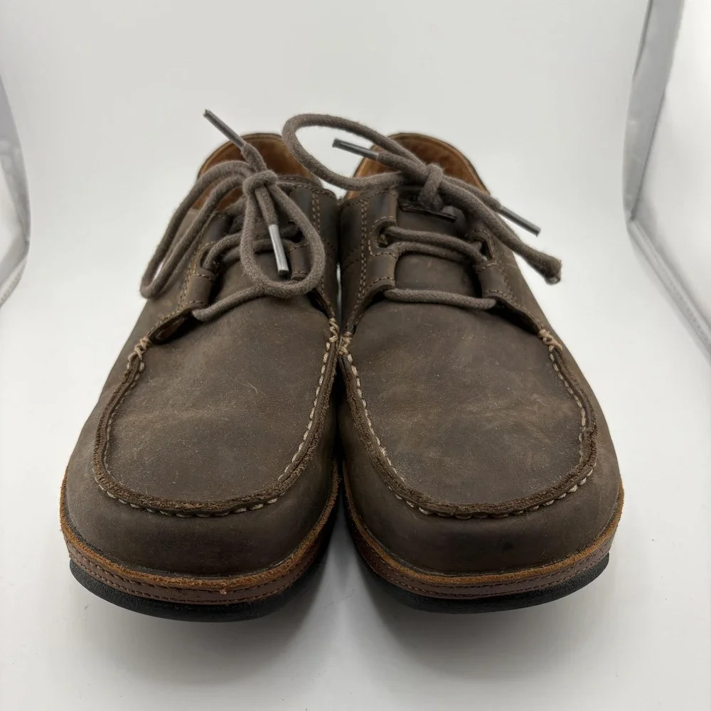 OluKai Ohana Lace-Up Nubuck Shoes Mens 7 Brown Leather Moccasin Casual Comfort
